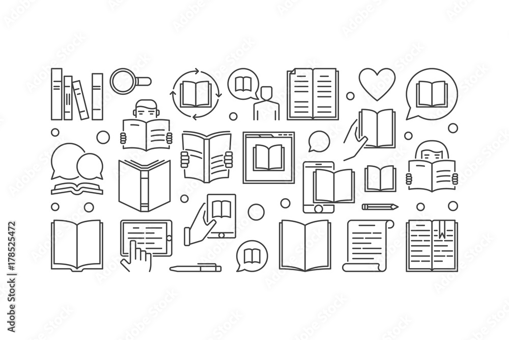 Reading vector linear illustration Reading vector linear illustration