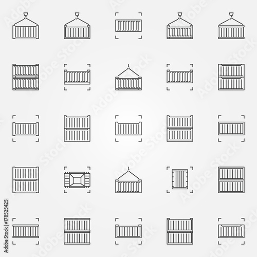 Container line vector icons set