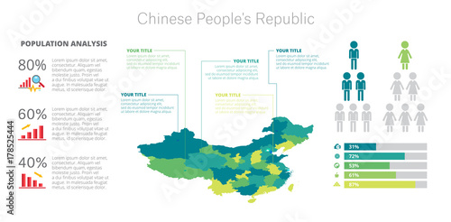 China Map with Population Diagram