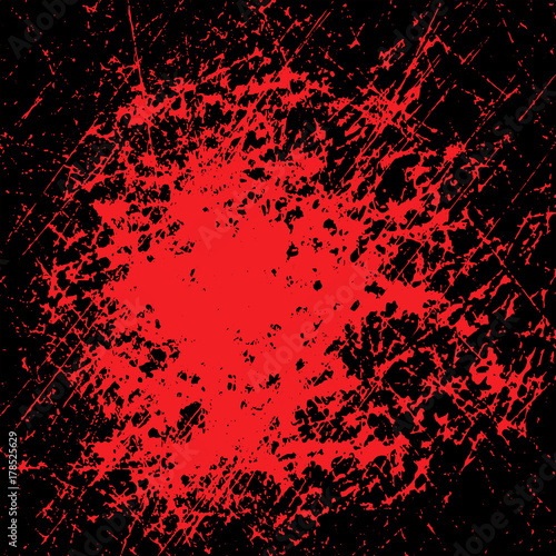 blood stain for Halloween on black background. red watercolor paint banner. black and red grunge texture. abstract vector illustration.