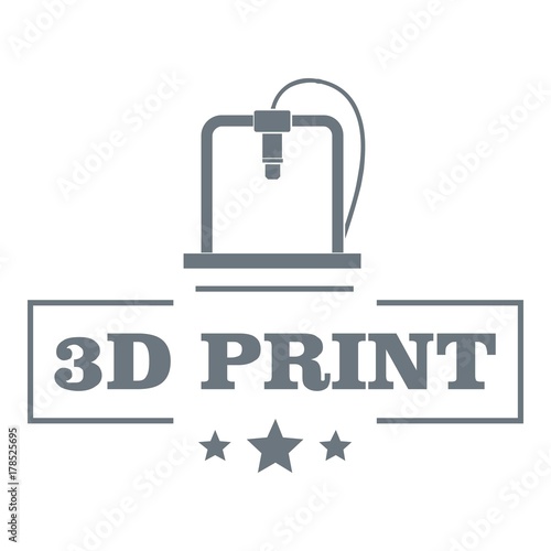 Production 3d printing logo, simple gray style