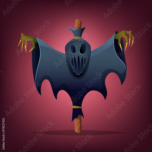 Scary Halloween Scarecrow. Evil dummy haracter design.