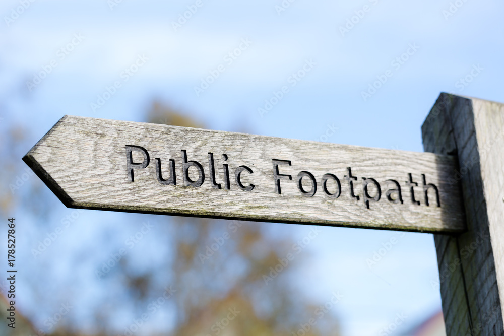 Public Footpath wooden rustic direction sign