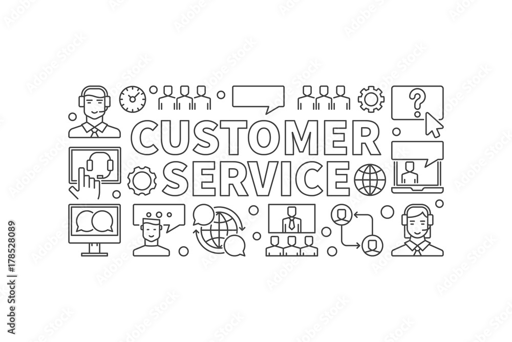 Customer service illustration. Vector customer support banner