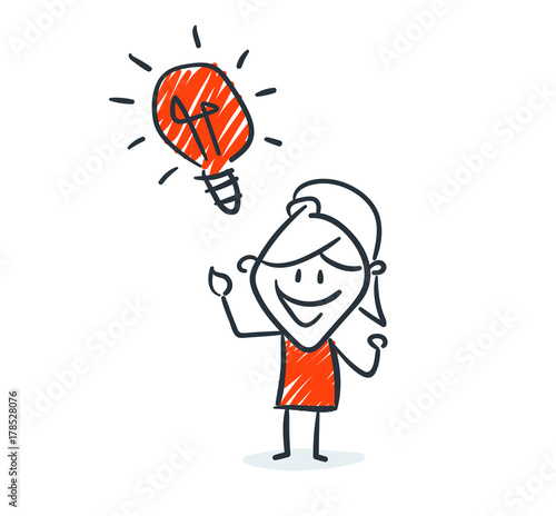 Strichfiguren - Frauchen: Idee, Glühlampe. (16)