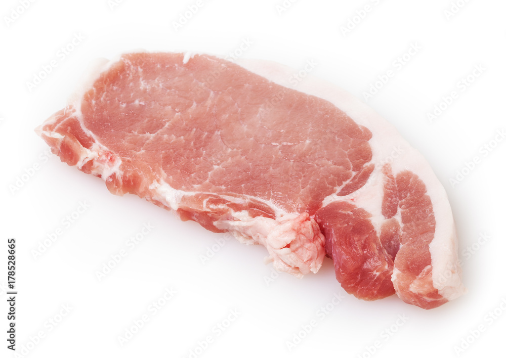 Raw pork meat isolated on white background