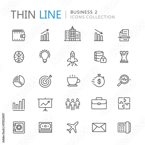 Collection of business thin line icons
