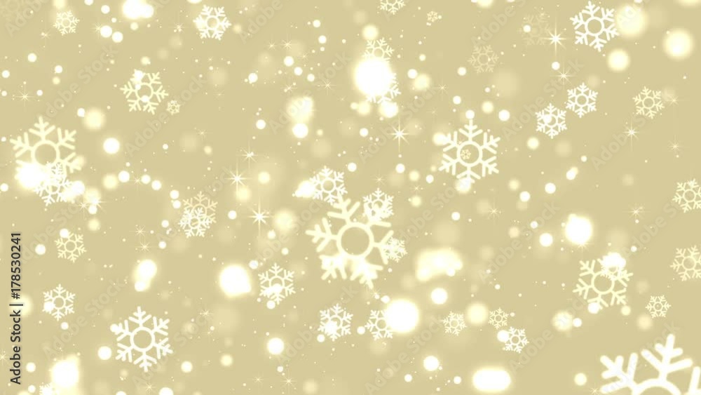 Gold Christmas background motion graphics with glittering bokeh, snowflakes and star, looped. Gold Christmas background motion graphics with glittering bokeh, snowflakes and star, looped.