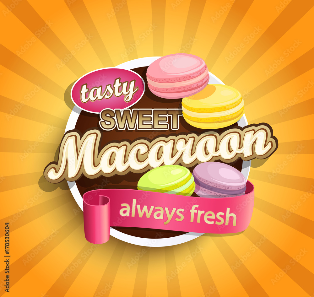 Symbol of sweet, always fresh and tasty Macaroon for labels, emblems ...