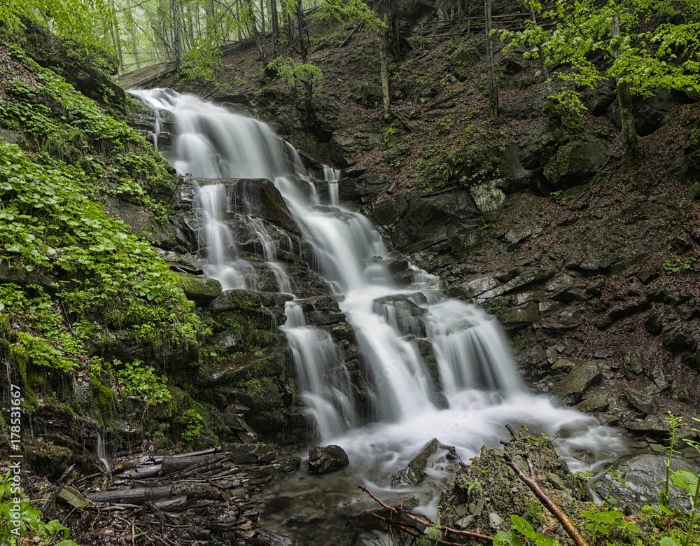 Mountain waterfall Shipit Transcarpathian region Ukraine
