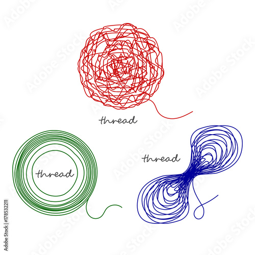 Set thread ball and ravel logo element
