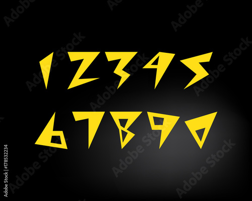 Lightning numbers modern creative text flat design