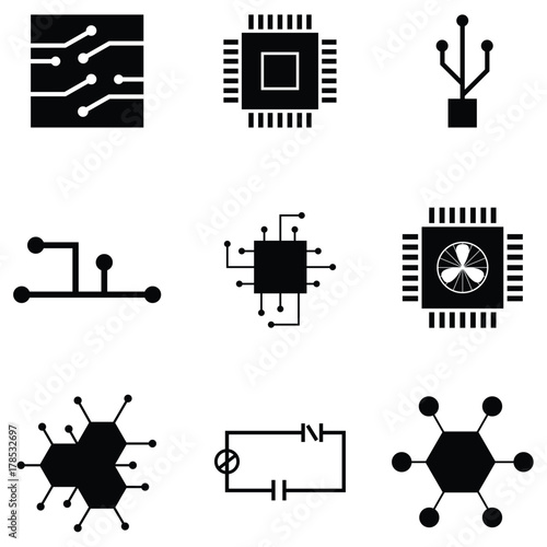 circuit board icon set photo