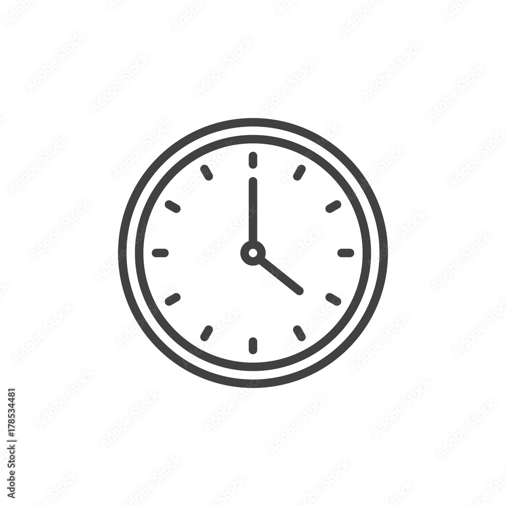 Circular wall clock line icon, outline vector sign, linear style pictogram isolated on white. Symbol, logo illustration. Editable stroke Circular wall clock line icon, outline vector sign, linear style pictogram isolated on white. Symbol, logo illustration. Editable stroke