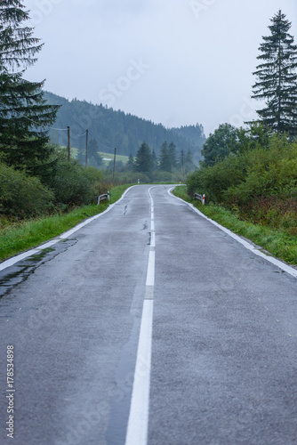 empty asphalt road in the countryside in autumn