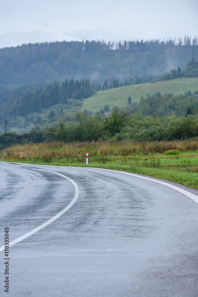 Fototapeta premium empty asphalt road in the countryside in autumn