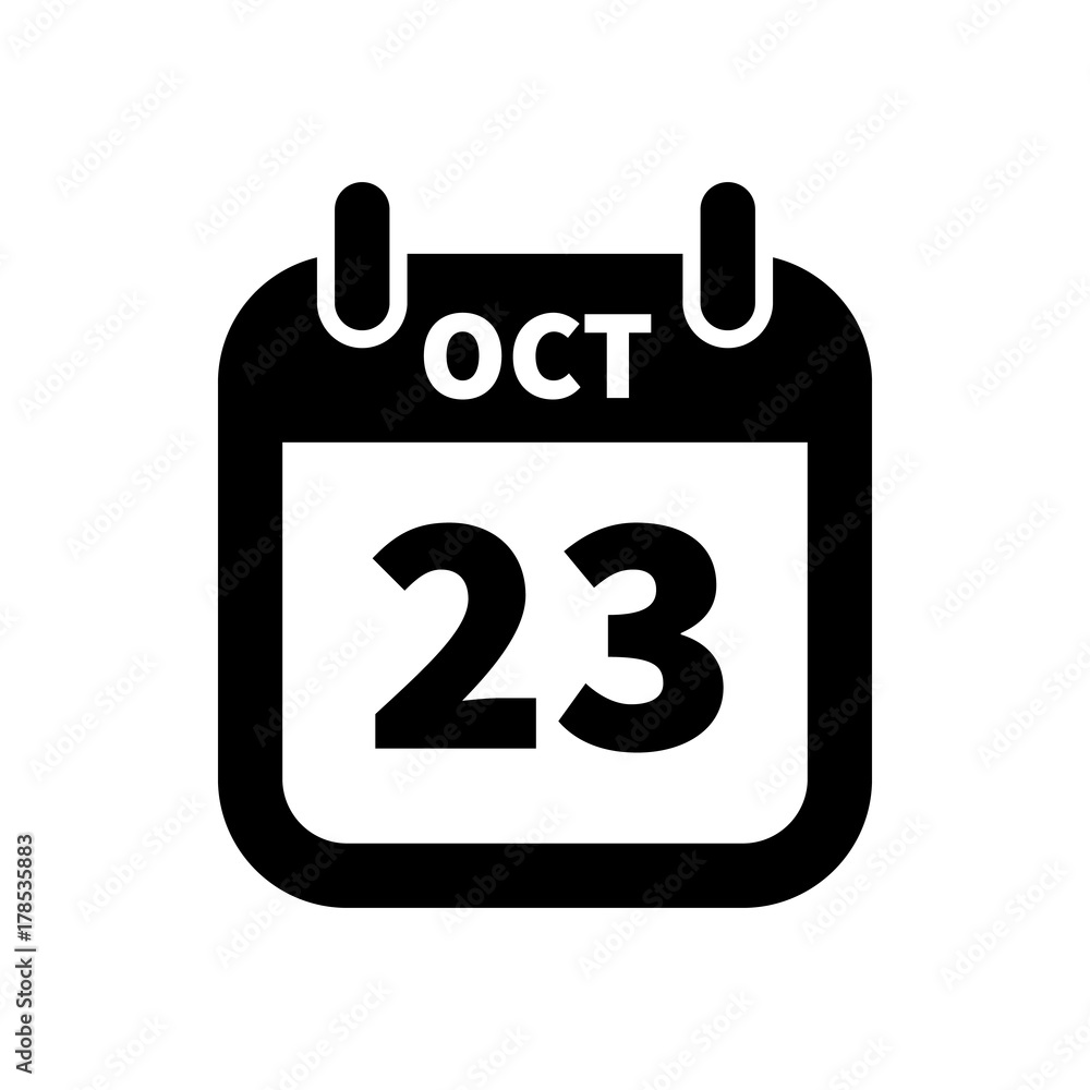 Simple black calendar icon with 23 october date isolated on white Simple black calendar icon with 23 october date isolated on white