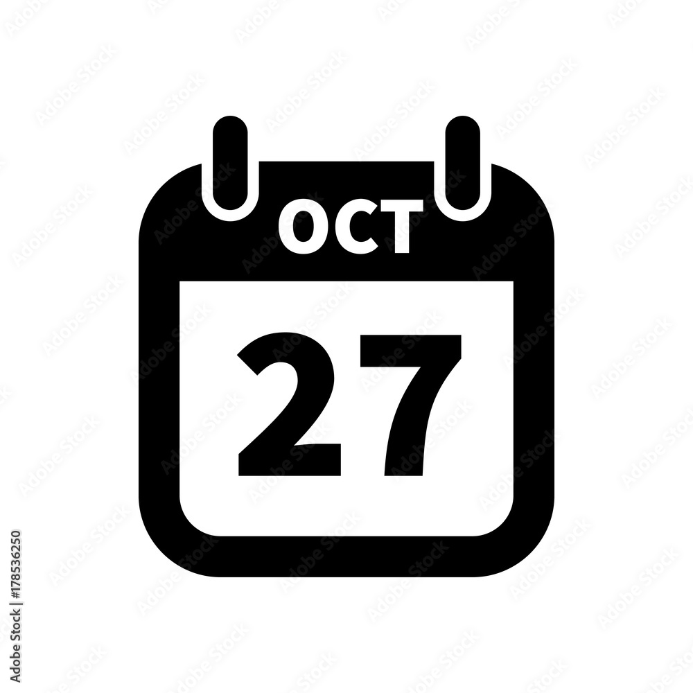 Simple black calendar icon with 27 october date isolated on white Simple black calendar icon with 27 october date isolated on white