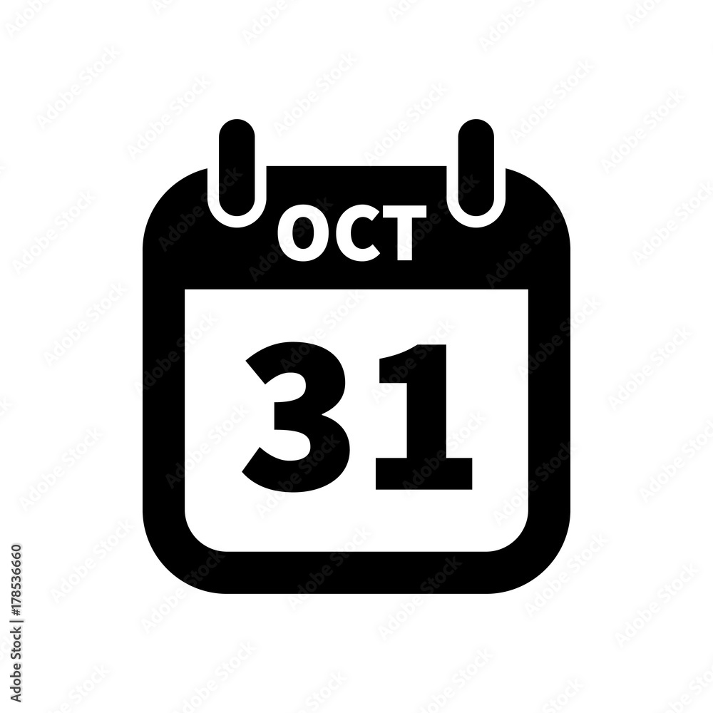 Simple black calendar icon with 31 october date isolated on white Simple black calendar icon with 31 october date isolated on white