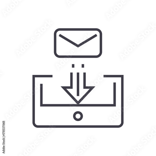 mail box post line icon, sign, symbol, vector on isolated background