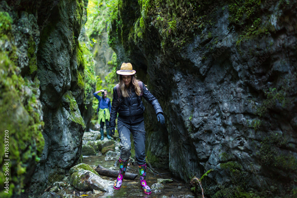 Couple taking photos and hiking