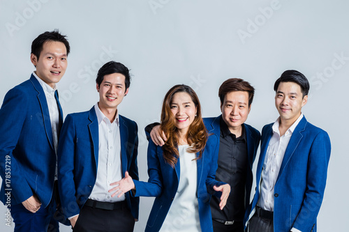 group of people in business suit photoshoot in studio isolate white background