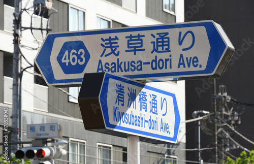 日本の東京都市景観「サイン・４６３ 浅草通り、清洲橋通り」