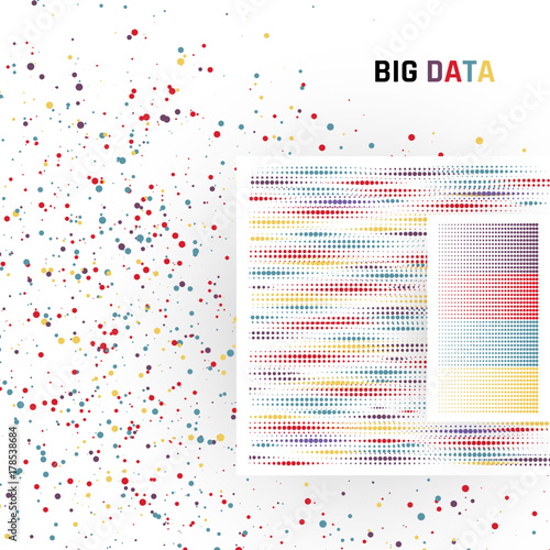 Big data. Processing of structured and unstructured data of huge volumes. Vector illustration
