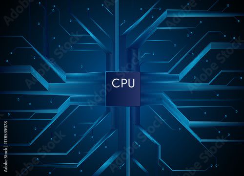 CPU. Hi-tech technology. Information communication technology elements. Vector illustration