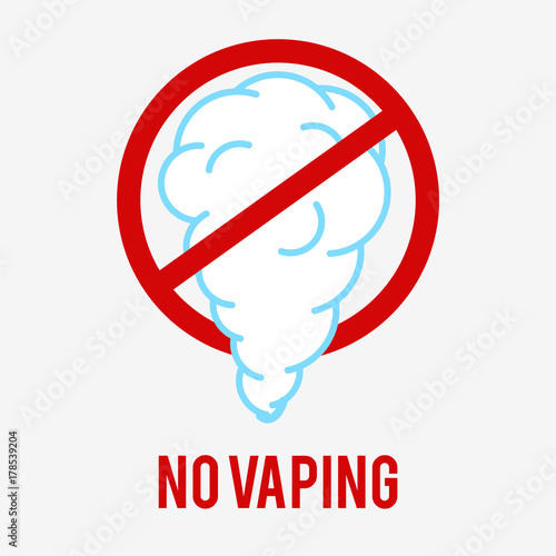 No vaping Sign. E-cigarette icon is used to show a vaping ban. A pictogram on a white background.