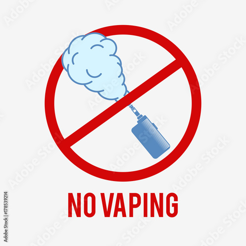 No vaping icon. E-cigarette sign on a white background. A pictogram is used to designate a vaping forbiddance.