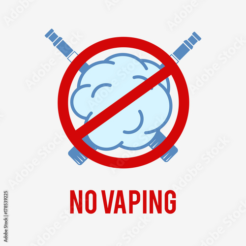 No vaping sign on a white background. This E-cigarette icon is used to demonstrate a vaping ban.