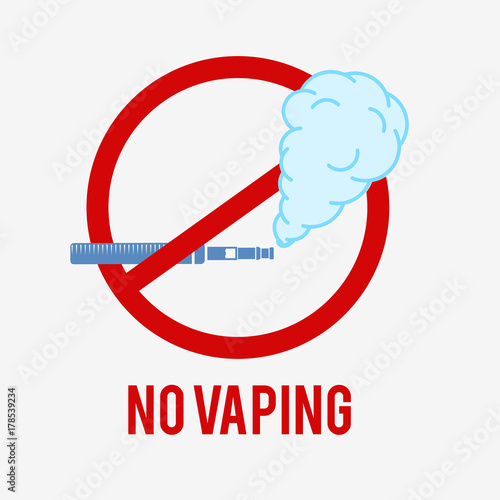 No vaping icon. E-cigarette sign on a white background. This pictogram is used to show a vaping ban.