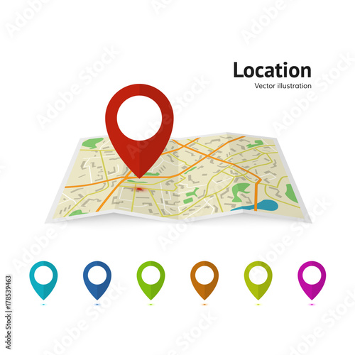 Set of marker pointer on map. map vector illustration. Modern plan pin pointer roadmap. GPS navigation systems. Vector illustration photo