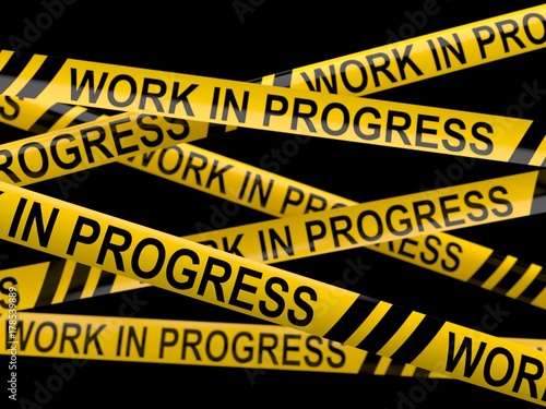 Cordon tape with work in progress text