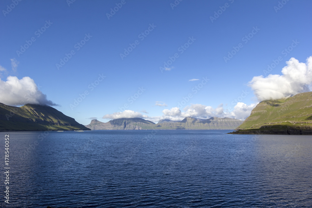 Faroe Islands, high mountains and deep fjords