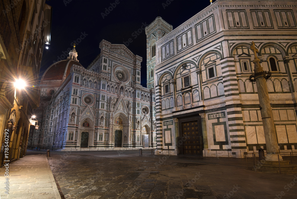 Night at the Cathedral of Santa Maria del Fiore. Florence, Italy