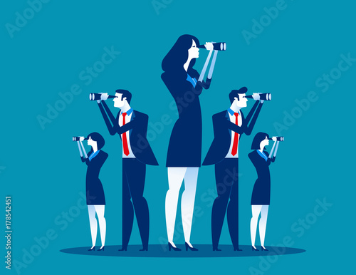 Business vision. Business team searching for success. Concept business vector illustration.