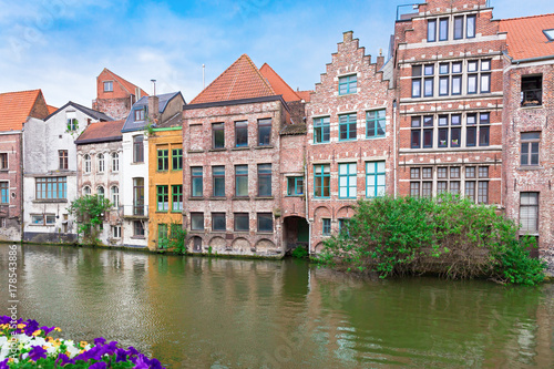 Old houses and the canal in Gent, Belgium