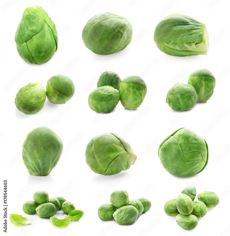 Fototapeta premium Brussel sprouts on white background