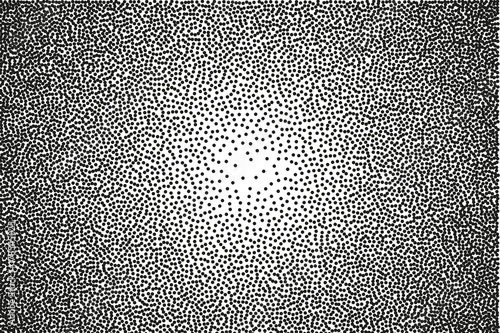 Random halftone. Pointillism style. Background with irregular, chaotic dots, points, circle. Abstract monochrome pattern. 