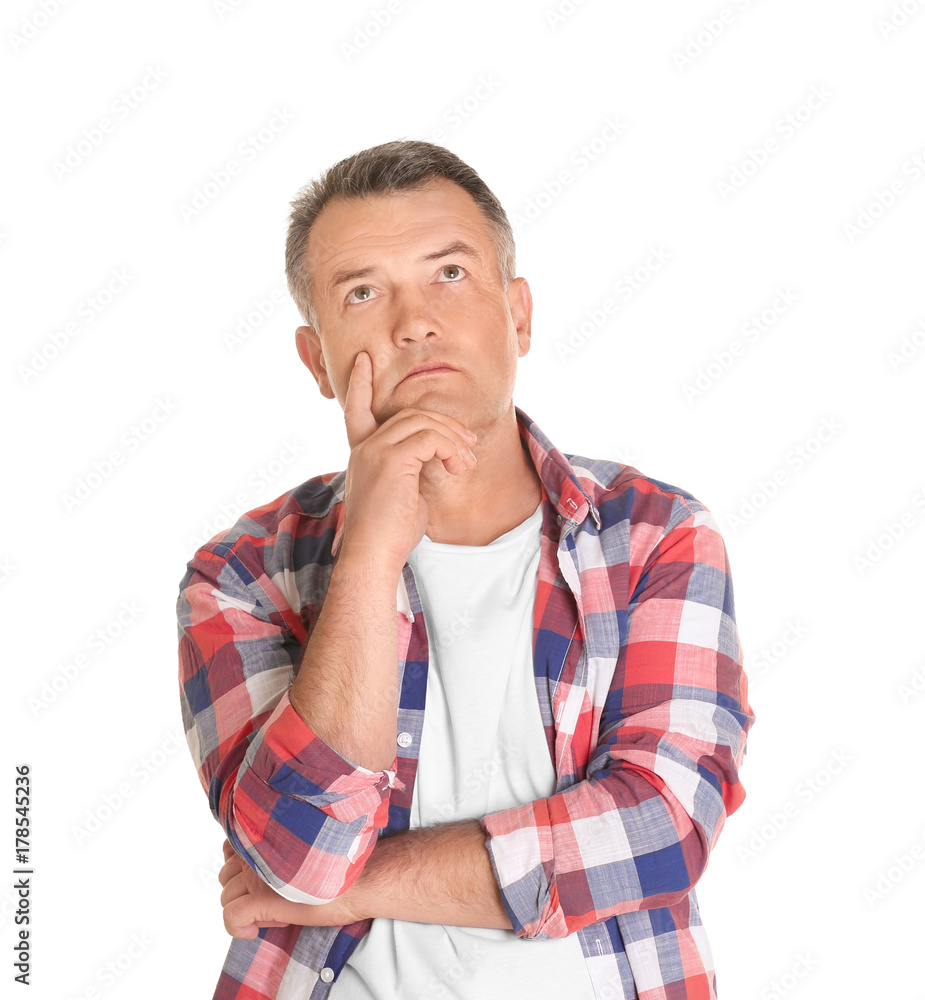 Mature man in casual clothes on white background Mature man in casual clothes on white background