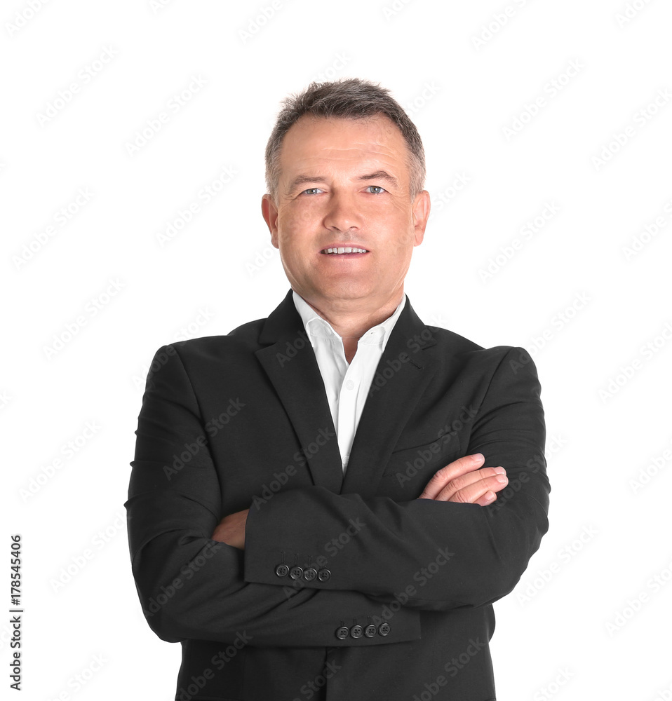 Mature man in formal suit on white background Mature man in formal suit on white background
