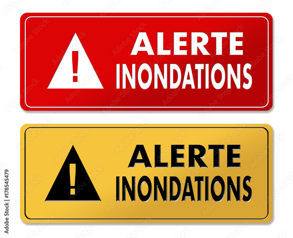 Flood Alert warning panels in French translation Flood Alert warning panels in French translation