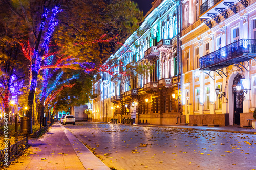 Night view of Odessa, Ukraine photo