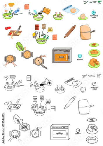 Recipe Apple pie DIY instruction including sketch