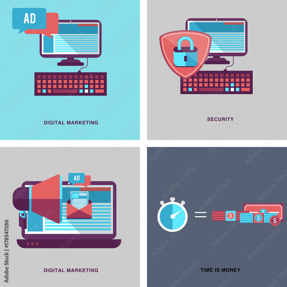 Information technologies concept flat icons with electronic devices software and internet isolated vector illustration Information technologies concept flat icons with electronic devices software and internet isolated vector illustration