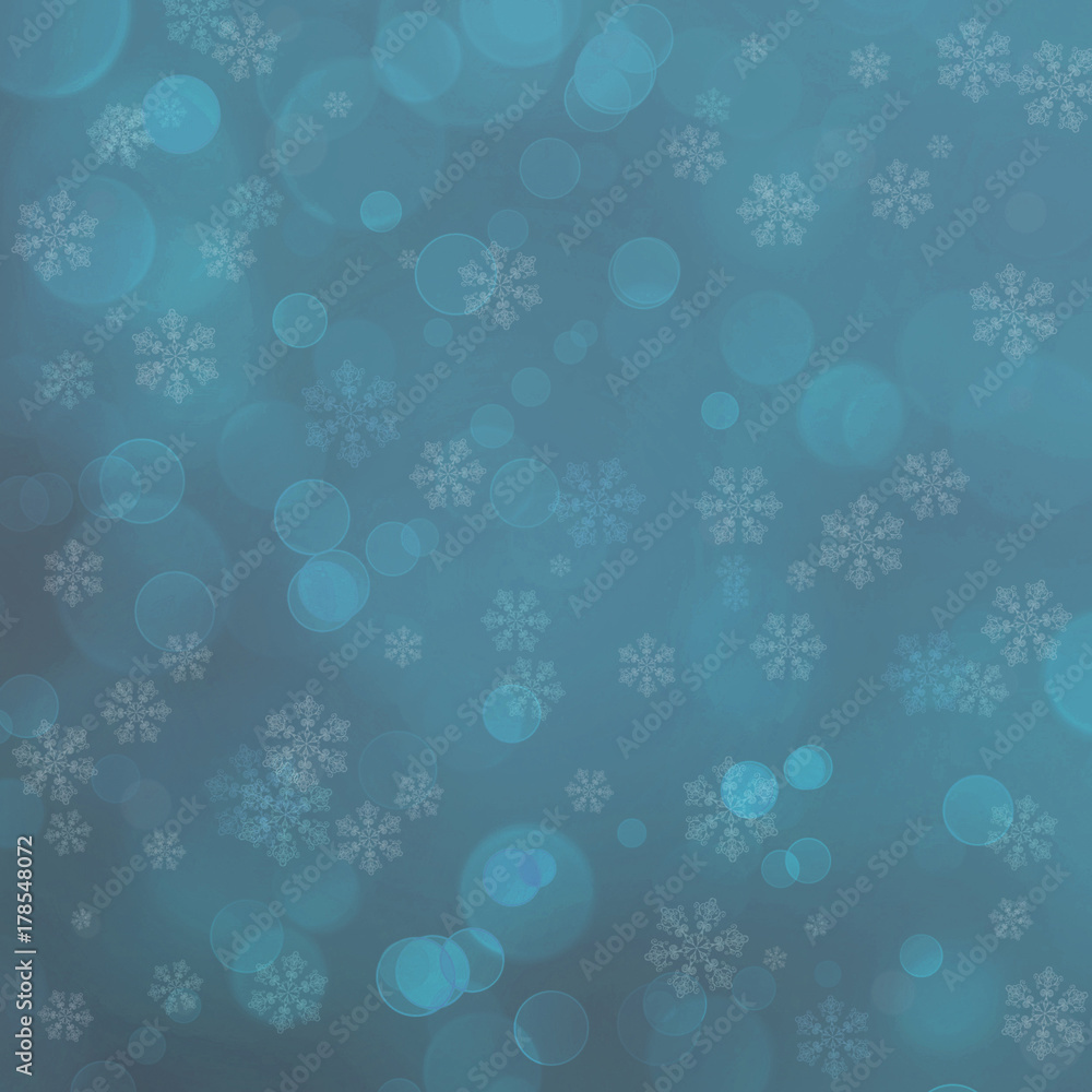 Blue winter abstract bokeh background