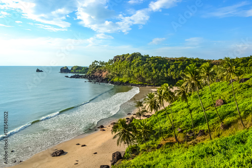 Untouched Beautiful Beach off the Cliff in South Goa, India
