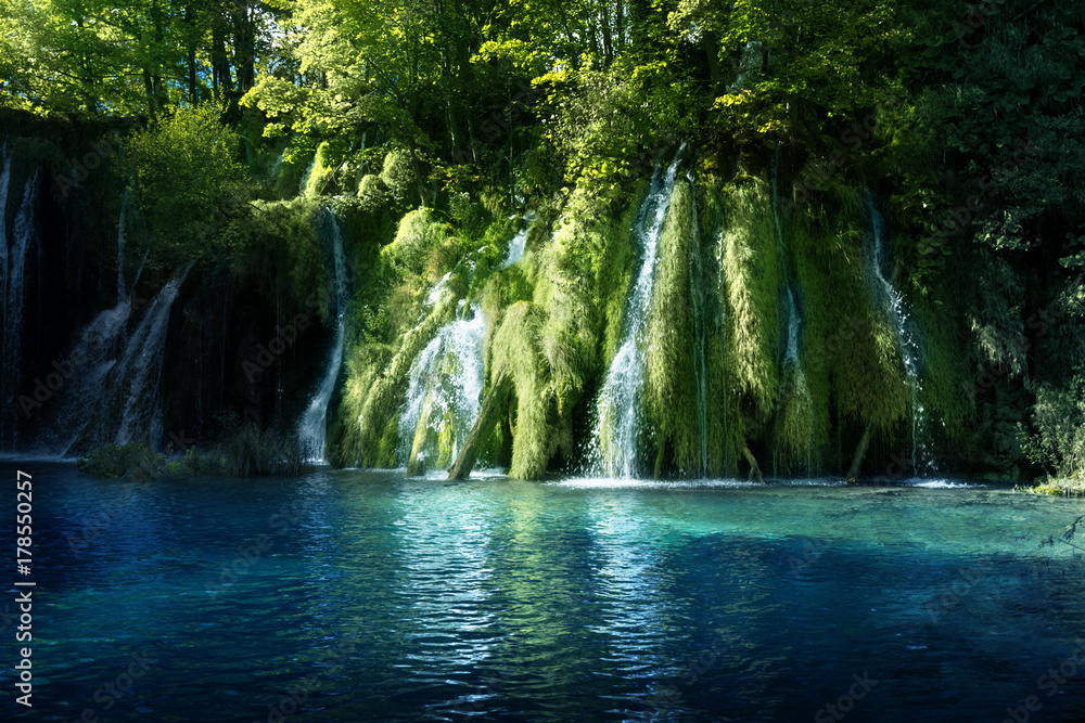 Fototapeta premium waterfall in forest, Plitvice Lakes, Croatia